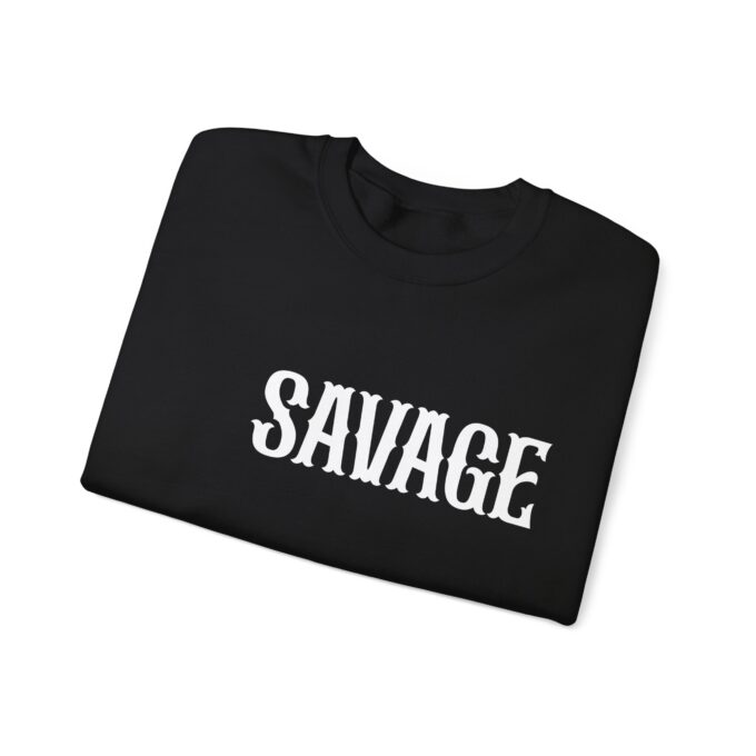 Savage White, Crewneck Sweatshirt Black - Image 5