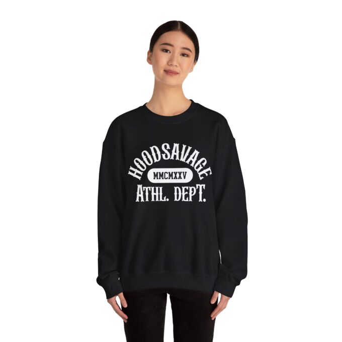 Collegiate White, Crewneck Sweatshirt Black - Image 3