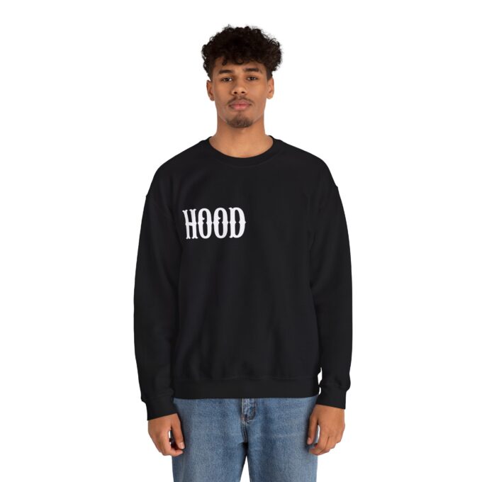 Hood White, Crewneck Sweatshirt Black - Image 2