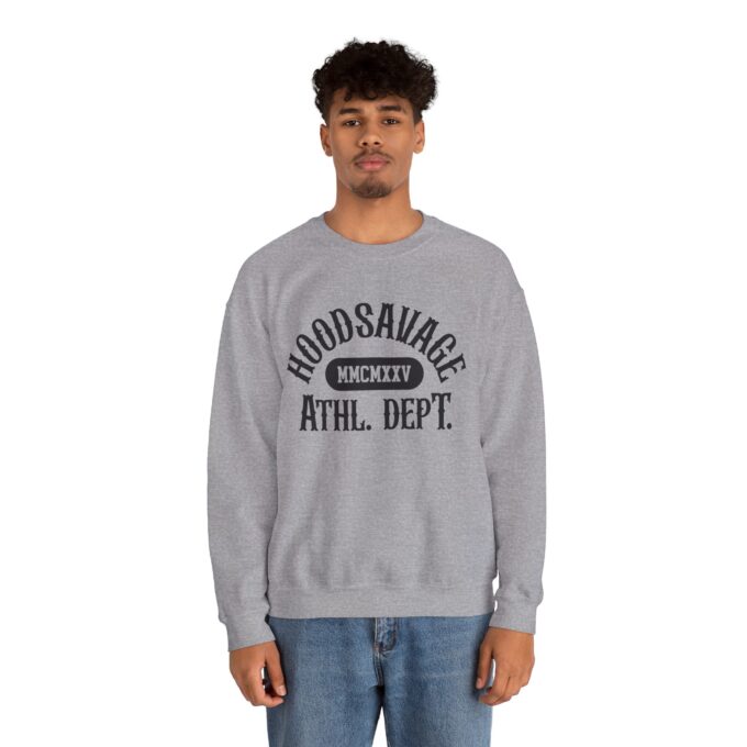 Collegiate Black, Crewneck Sweatshirt Athletic Grey - Image 2