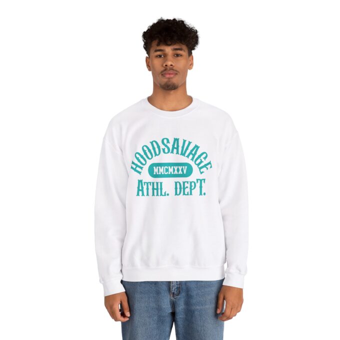 Collegiate Tiffany Blue, Crewneck Sweatshirt White - Image 3