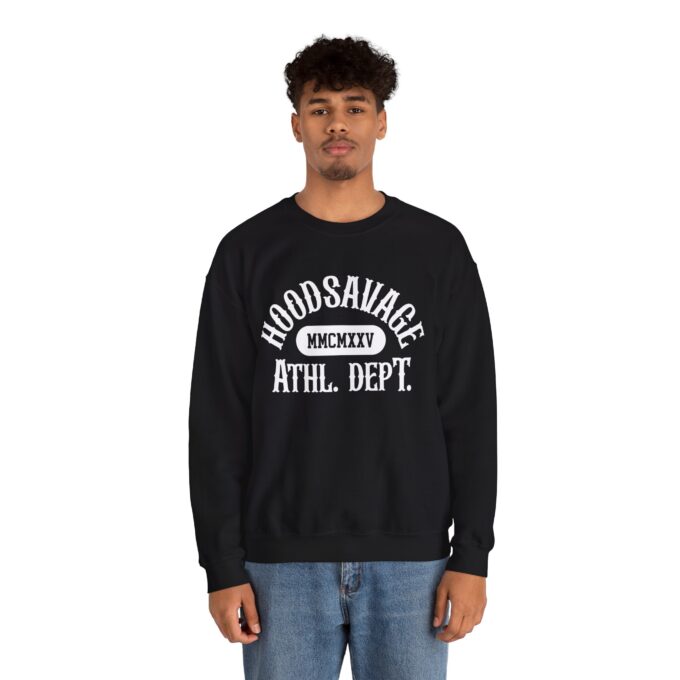 Collegiate White, Crewneck Sweatshirt Black - Image 2