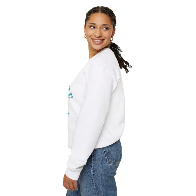 Collegiate Tiffany Blue, Crewneck Sweatshirt White - Image 4