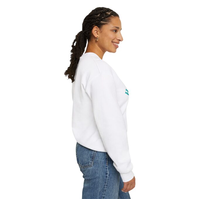 Collegiate Tiffany Blue, Crewneck Sweatshirt White - Image 5