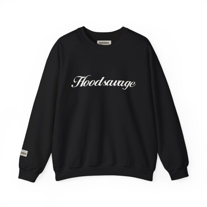 Cursive Black & White, Crewneck Sweatshirt Black