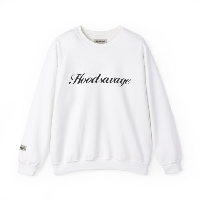 Cursive Black & White, Crewneck Sweatshirt White