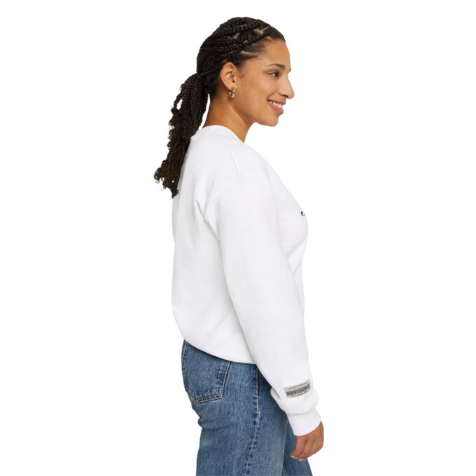 Cursive Black & White, Crewneck Sweatshirt White - Image 3