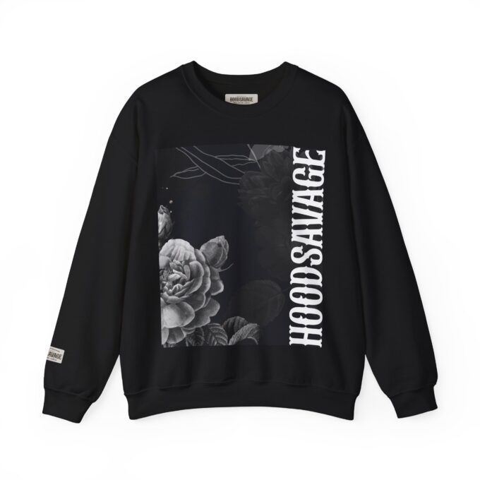 Gothic Floral, Crewneck Sweatshirt Black