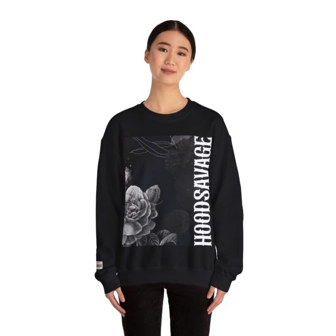 Gothic Floral, Crewneck Sweatshirt Black - Image 5