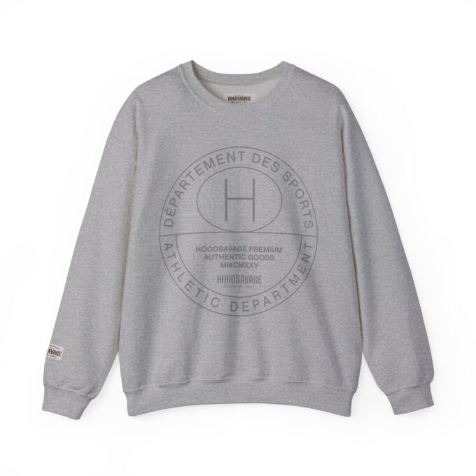 French Sport Patch, Crewneck Sweatshirt Athletic Grey