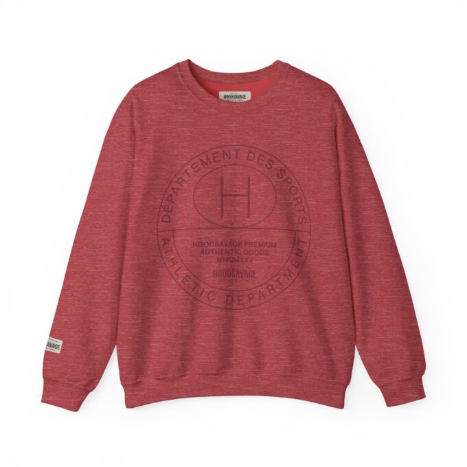 French Sport Patch, Crewneck Sweatshirt Heather Scarlet Red