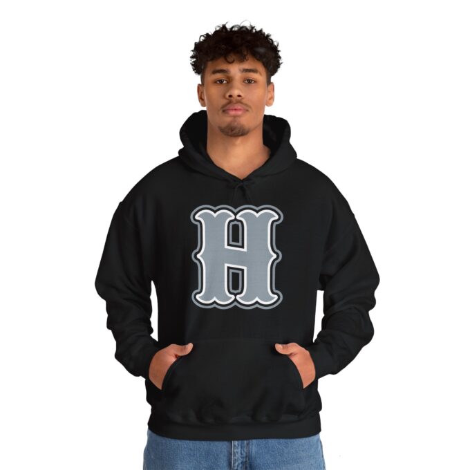 H Logo, Pullover Hoodie Black - Image 2